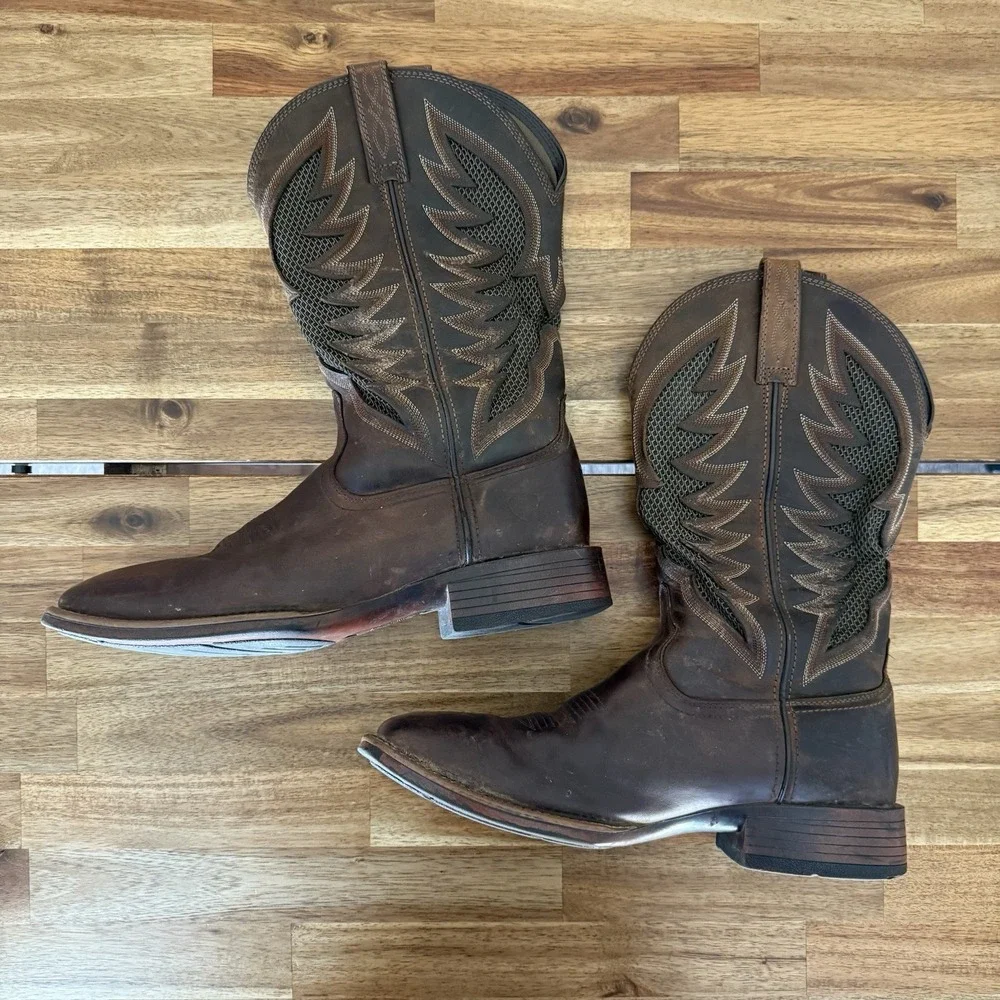 Ariat VentTek Ultra Western Pull On Boots Mens Sz 11.5 D Brown Leather 10023129